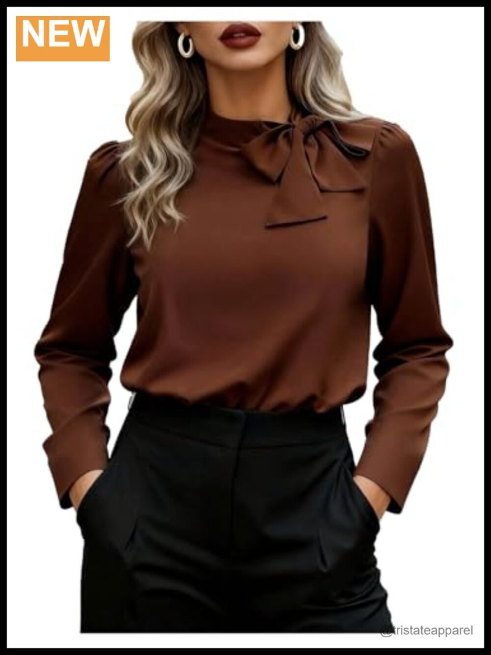 Plus Size Tie Neck Blouse Long Sleeve Solid Tunic Top